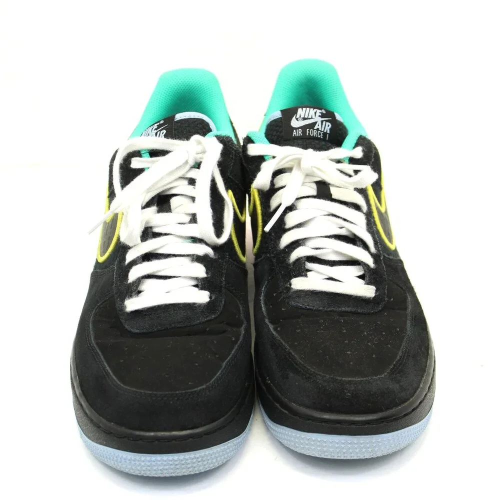 Nike Men's Black Suede Athletic Shoes with Yellow Swoosh & Teal Lining